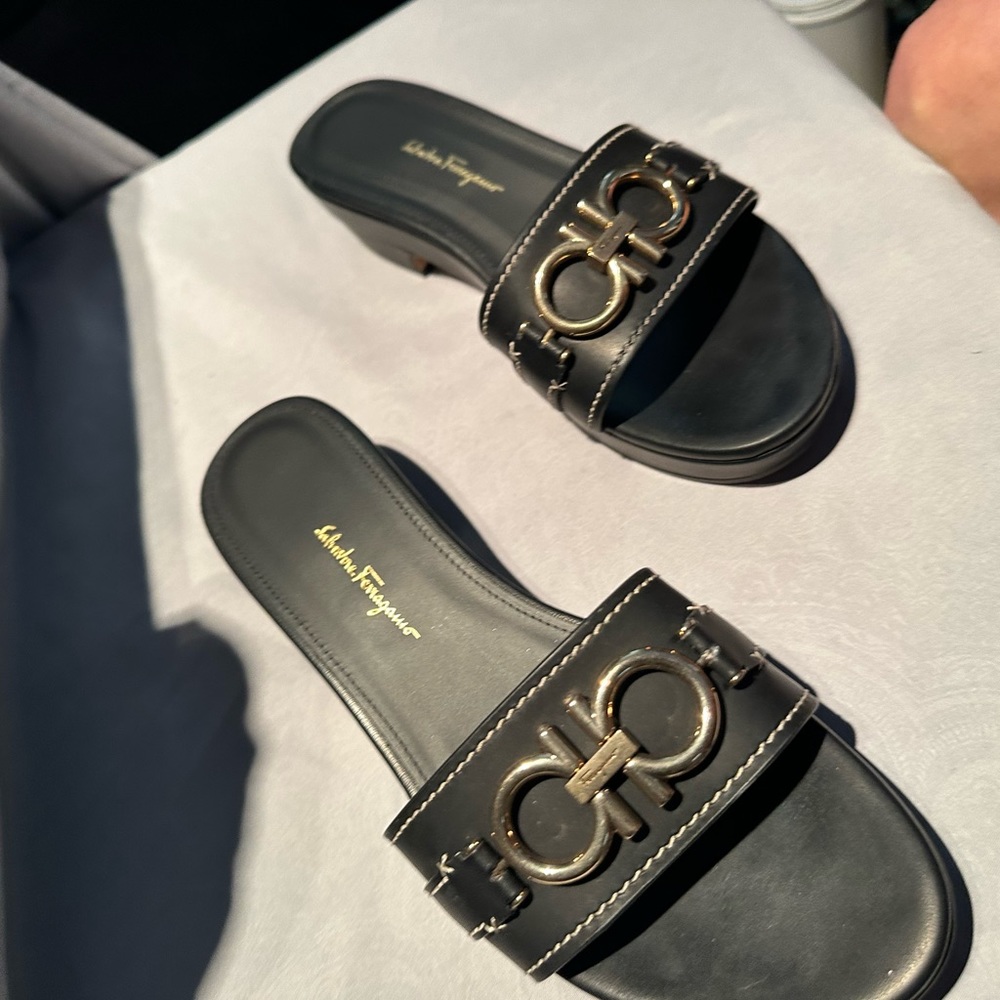 Almost new. Salvadore Ferragamo slides open toe sandal.